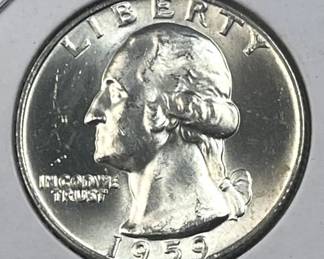 1959 Silver Washington Quarter, Gem BU 90%