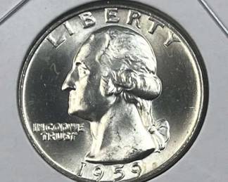 1959 Silver Washington Quarter, Gem BU 90%