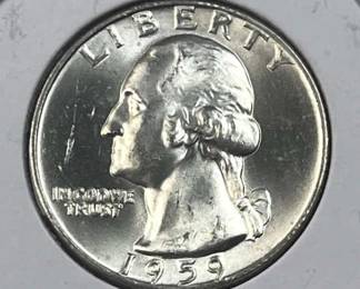 1959 Silver Washington Quarter, Gem BU 90%