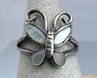 925 Silver Mother of Pearl Butterfly Ring