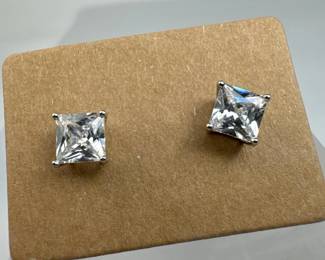 New Addison Blvd 925 Sterling & CZ Stud Earrings
