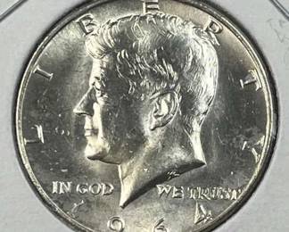 1964 JFK 90% Silver Half Dollar, Uncirculated