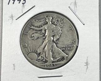 1943 Walking Liberty Silver Half Dollar, US 90%