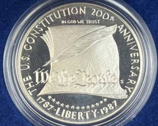 1987 Silver Proof Constitution $1 Coin, US 90%