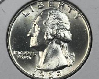 1959 Silver Washington Quarter, Gem BU 90%