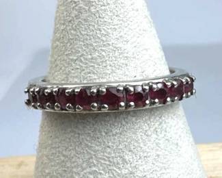 925 Silver D'Joy Red Ruby Gemstone Band Ring