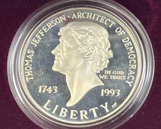 1993 Silver Proof Thomas Jefferson $1, US 90%