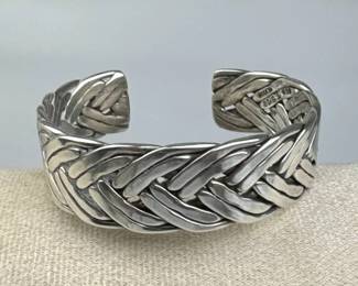 950 Silver Taxco Braided Cuff Bracelet