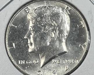 1964 JFK 90% Silver Half Dollar, Uncirculated