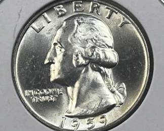 1959 Silver Washington Quarter, Gem BU 90%