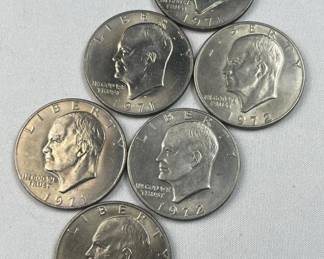 (6) 1971-1972 Eisenhower 'Ike' Dollars AU-UNC