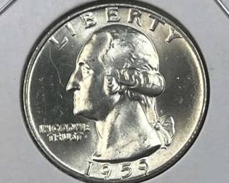 1959 Silver Washington Quarter, Gem BU 90%