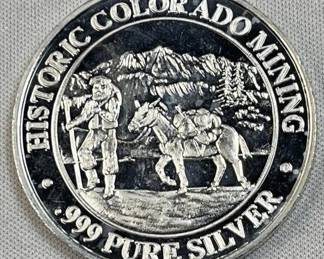 20g Silver Round, Wildlife/Mining CO .999 Fine