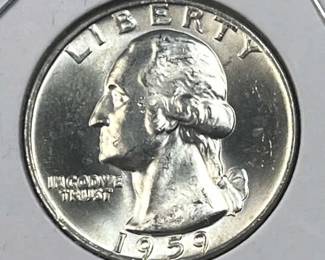 1959 Silver Washington Quarter, Gem BU 90%