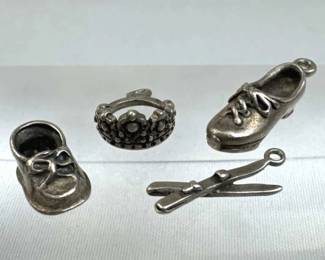 925 Silver 4 Vintage Charm Set
