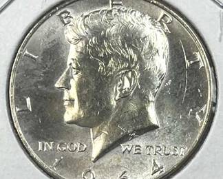 1964 JFK 90% Silver Half Dollar, Uncirculated