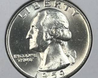 1959 Silver Washington Quarter, Gem BU 90%