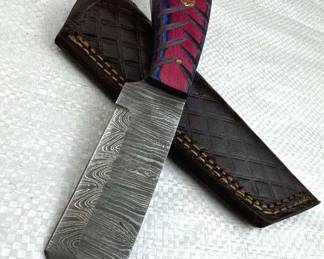Damascus Steel Fixed Blade Knife w/ Sheath