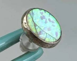 925 Silver (1) Oval Fire Opal Post Earring