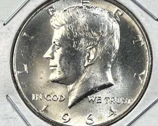 1964 JFK 90% Silver Gem BU Half Dollar, 50c