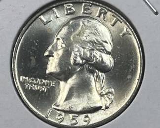 1959 Silver Washington Quarter, Gem BU 90%