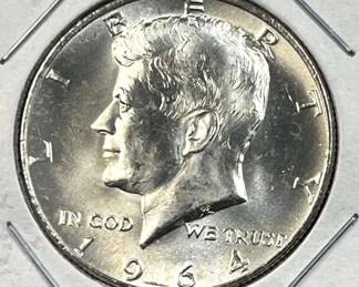 1964 JFK 90% Silver Gem BU Half Dollar, 50c