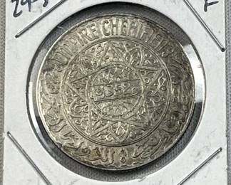1929-34 Morocco Silver 10 Francs, XF/AU .680