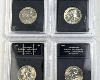 (4) 1979-1981 Susan B Anthony $1, BU Encased
