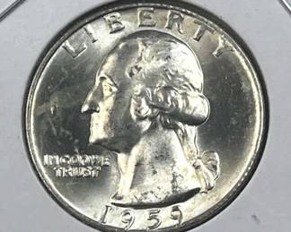 1959 Silver Washington Quarter, Gem BU 90%