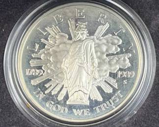 1989-S Silver Proof Congressional Dollar, 90%