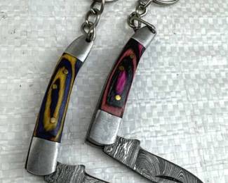 (2) Damascus Steel Folding Blade Knives