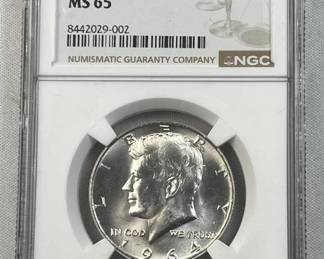 1964 Silver JFK Half Dollar 90%, NGC MS65
