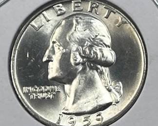 1959 Silver Washington Quarter, Gem BU 90%