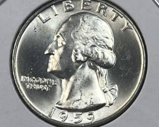 1959 Silver Washington Quarter, Gem BU 90%