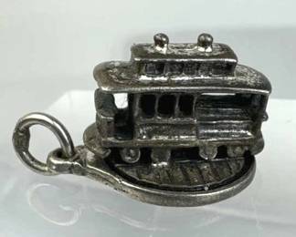 925 Silver Vtg Rotating S.F. Cable Car Charm