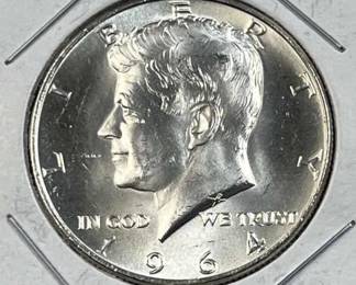 1964 JFK 90% Silver Gem BU Half Dollar, 50c