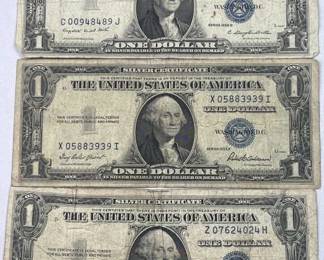 1935-E,F,G US $1 Silver Certificates, Blue Seal