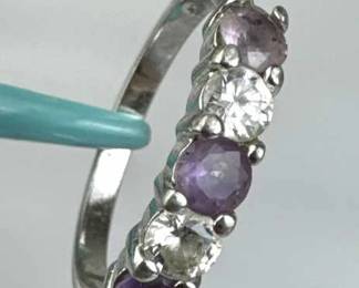 925 Silver Vintage Amethyst Zirconia Band Ring