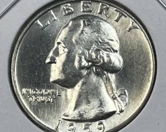 1959 Silver Washington Quarter, Gem BU 90%