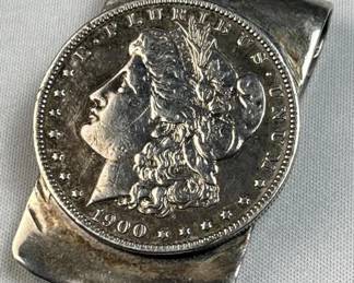 1900 Morgan Silver Dollar in 925 Silver Money Clip