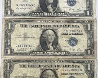 (3) 1935E US $1 Silver Certificates, Blue Seal