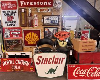 Tons of smalls, RC Cola Original & Sinclair heavy metal double sided REPOP, nice metal Oilzum REPOP