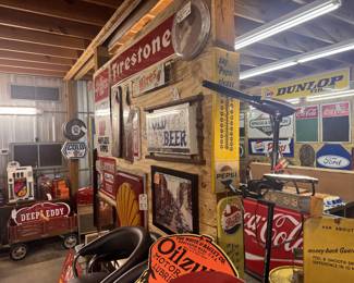 NOS Firestone sign & Original Hires door push!