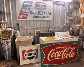 Original Texaco Industrial Lubricants Sign & Original Coca Cola Sign! 