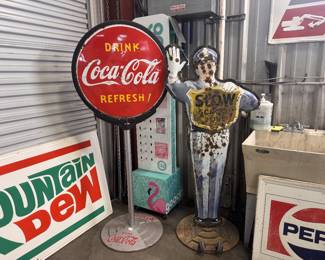  Double sided Coke Original Lollipop with original stand! Coke School crossing guard original with original base! 