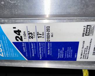 T124 - $200. Werner Model D1824-2EQ. 24' extension ladder with Equalizer Feet