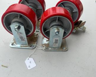 T82 - $40 for 4. 2" x 5" Casters. 2 Sets of 4 Available. Each set includes 1 locking wheel. 5" x 2"