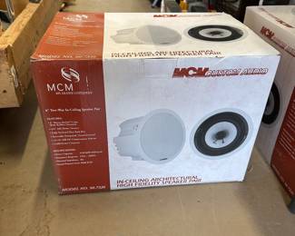 T98 - $40 Each Box. (3 boxes of pairs available.) MCM Custom Audio 8" In-Ceiling Speakers. 