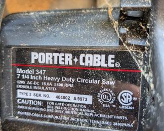 T68 - $70. Porter Cable. Model 347. 7 1/4" Circular Saw. 