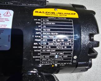 T109 - $600, Baldor #941766 Hydraulic Filter Cart Motor (new in box, we opened for the first time)